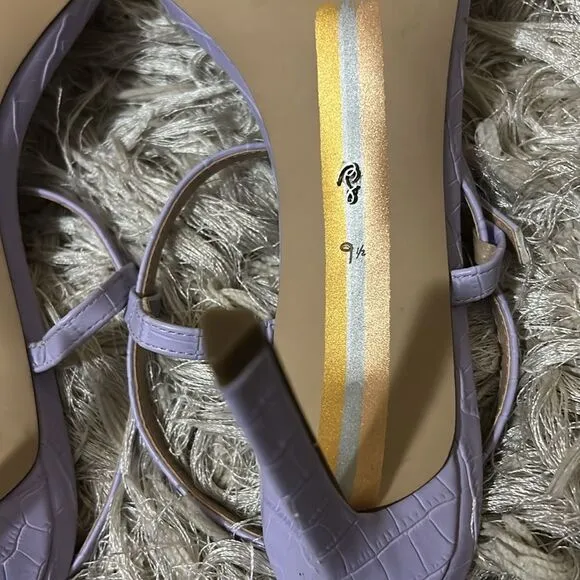 NWOB Sam Edelman Doran Misty Lilac Croc Leather Strappy Heeled Sandals Size 9.5