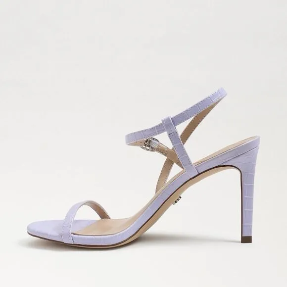 NWOB Sam Edelman Doran Misty Lilac Croc Leather Strappy Heeled Sandals Size 9.5