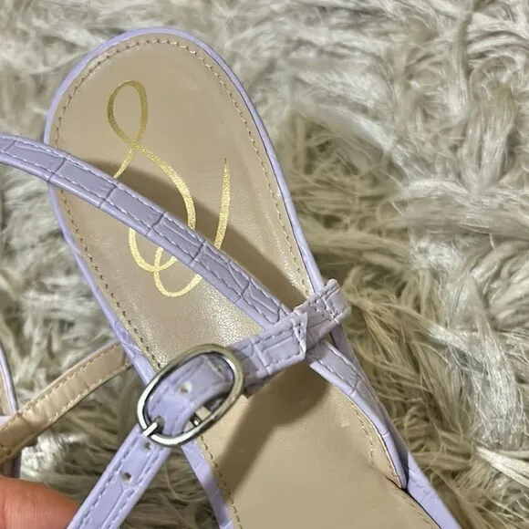 NWOB Sam Edelman Doran Misty Lilac Croc Leather Strappy Heeled Sandals Size 9.5