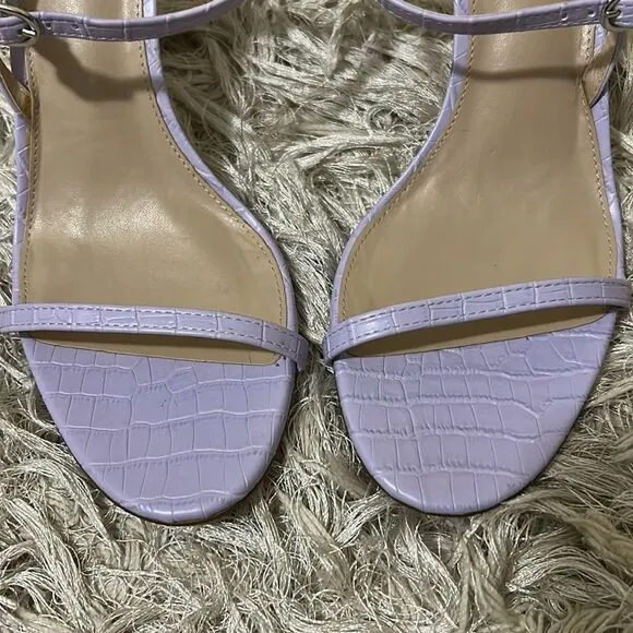 NWOB Sam Edelman Doran Misty Lilac Croc Leather Strappy Heeled Sandals Size 9.5
