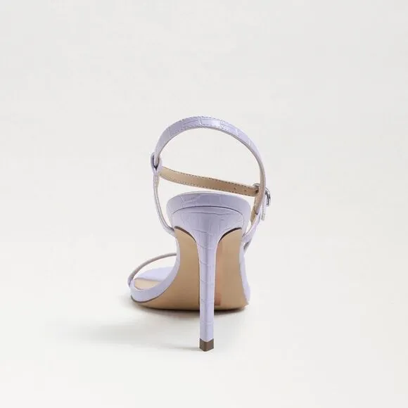 NWOB Sam Edelman Doran Misty Lilac Croc Leather Strappy Heeled Sandals Size 9.5