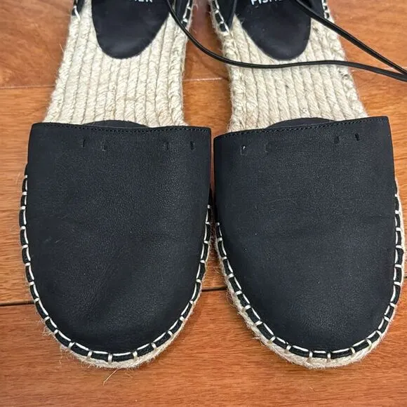 NWOT Eileen Fisher Lace-Up Black Suede Espadrille Sandal Size 7.5