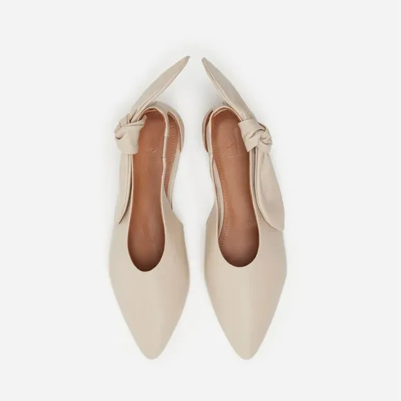 NWOT Flattered x TUCKERNUCK US 10 Ulrica Sand Leather Ballet Flats Orig $200