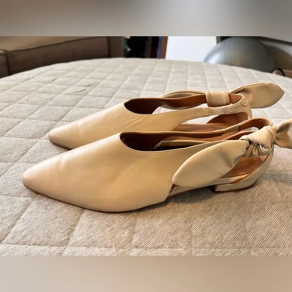 NWOT Flattered x TUCKERNUCK US 10 Ulrica Sand Leather Ballet Flats Orig $200