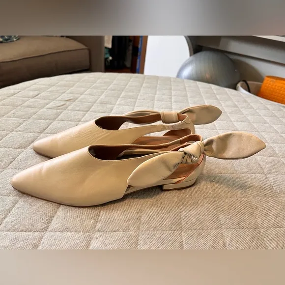 NWOT Flattered x TUCKERNUCK US 10 Ulrica Sand Leather Ballet Flats Orig $200