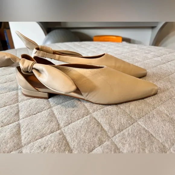 NWOT Flattered x TUCKERNUCK US 10 Ulrica Sand Leather Ballet Flats Orig $200