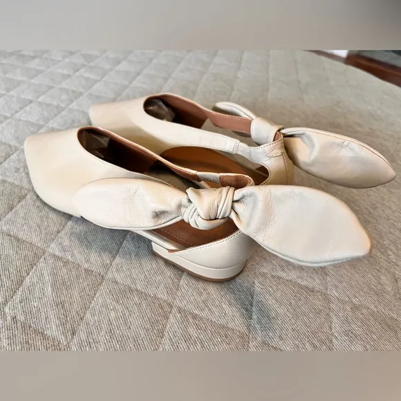NWOT Flattered x TUCKERNUCK US 10 Ulrica Sand Leather Ballet Flats Orig $200