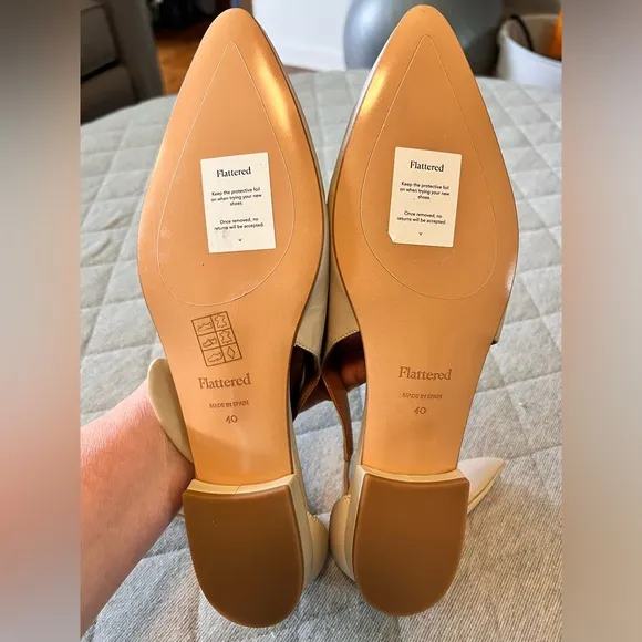 NWOT Flattered x TUCKERNUCK US 10 Ulrica Sand Leather Ballet Flats Orig $200