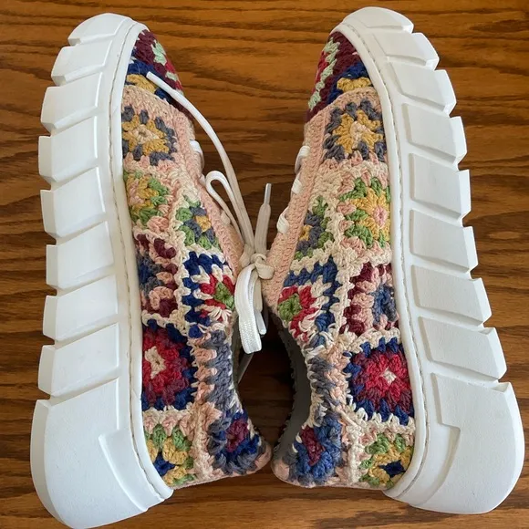 NWOT Free People Catch Me If You Can Crocheted Platform Sneakers, Sz 38 …