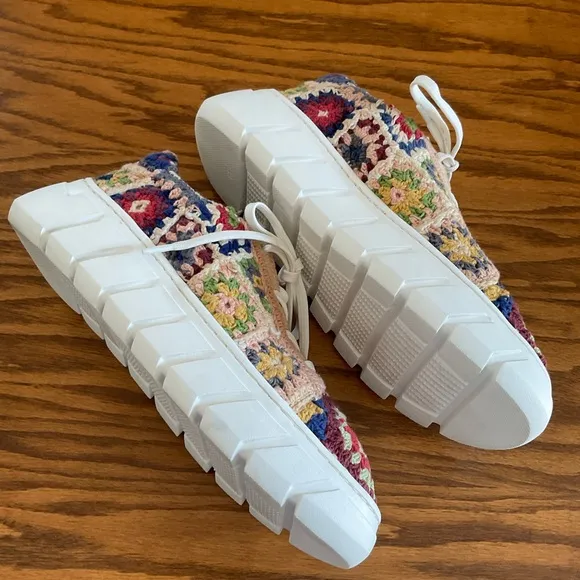 NWOT Free People Catch Me If You Can Crocheted Platform Sneakers, Sz 38 …