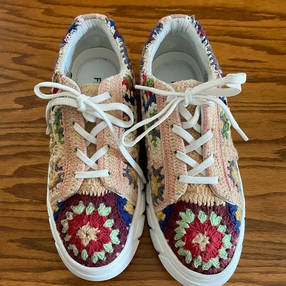 NWOT Free People Catch Me If You Can Crocheted Platform Sneakers, Sz 38 …