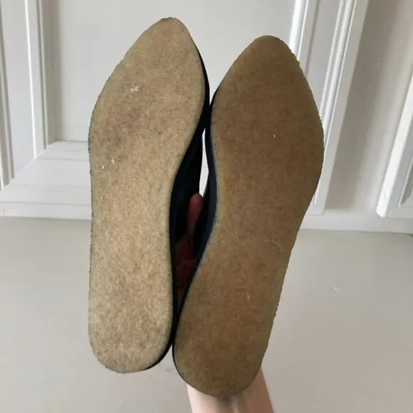 NWOT Free People Nova Black Leather Woven Pointed Toe Flats Sz 38
