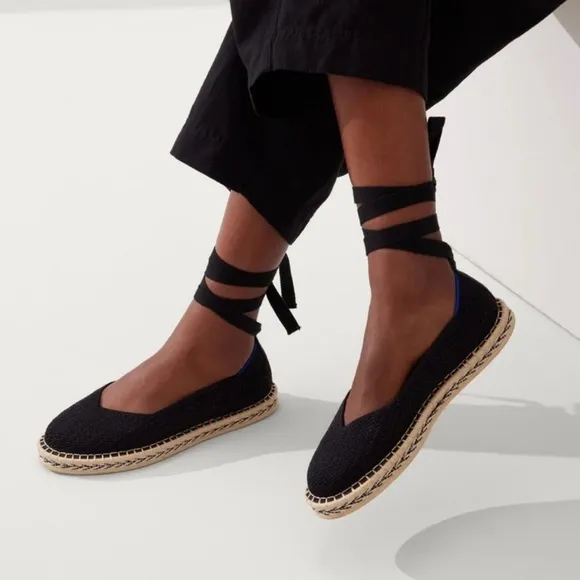 NWOT Rothys The Espadrilles with Lace Up Ankle Ties sz W8.5