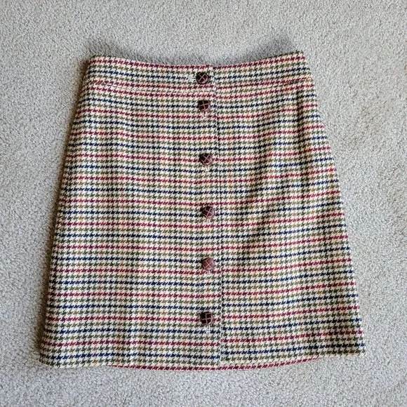 NWOT Talbots wool-blend houndstooth button skirt 19&quot; long