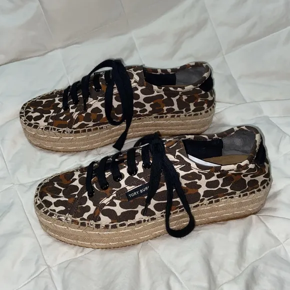Nwot Tory Burch Seaside Oxford Platform Espadrilles Reva Leopard sneakers