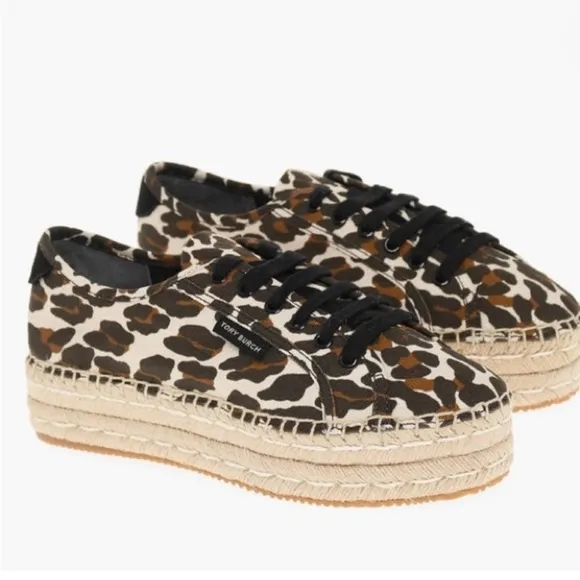 Nwot Tory Burch Seaside Oxford Platform Espadrilles Reva Leopard sneakers