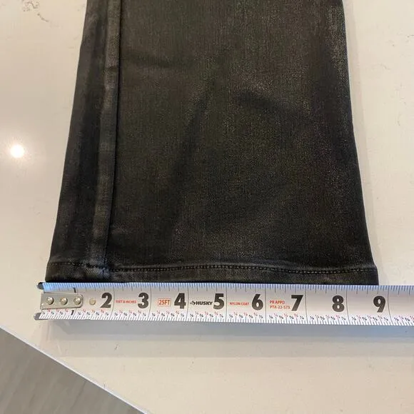 NWT 7 for all mankind High Waist Slim Kick Jeans in Coated Black Size 32‎
