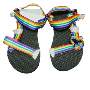 NWT Arizona Love Trekky Woven Rainbow Stripe Sandals Size 40 10