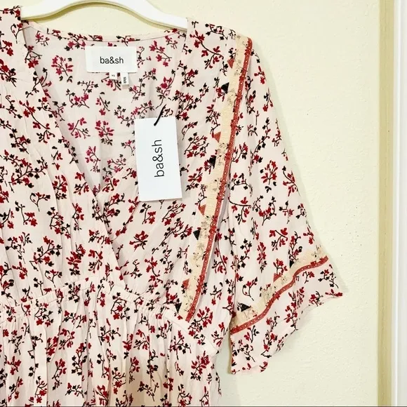 NWT BA&amp;SH Sete Short Flowing Floral crochet bohemian dress women’s size XS