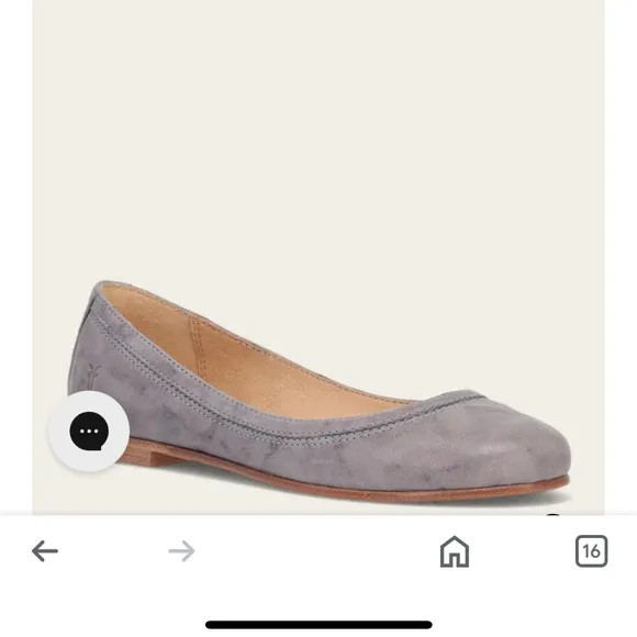 NWT Frye Carson Ballet 5.5 Steel Blue Leather Slip-On Flats