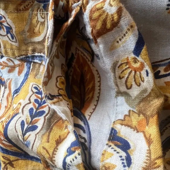 NWT Joie Linen Shorts brocade high rise with removable rattan style belt