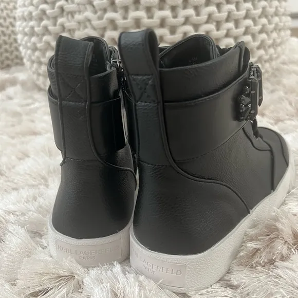 NWT Karl Lagerfeld Paris Women's Jeren Buckled High-Top Sneakers