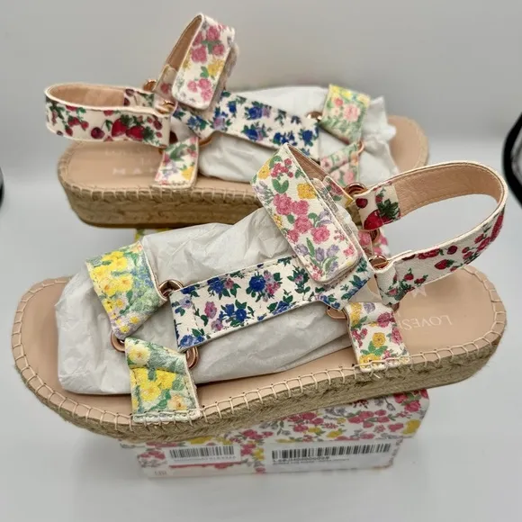 NWT LoveShackFancy x Manebi Hiking Platform Espadrilles Floral Strap Sandals​