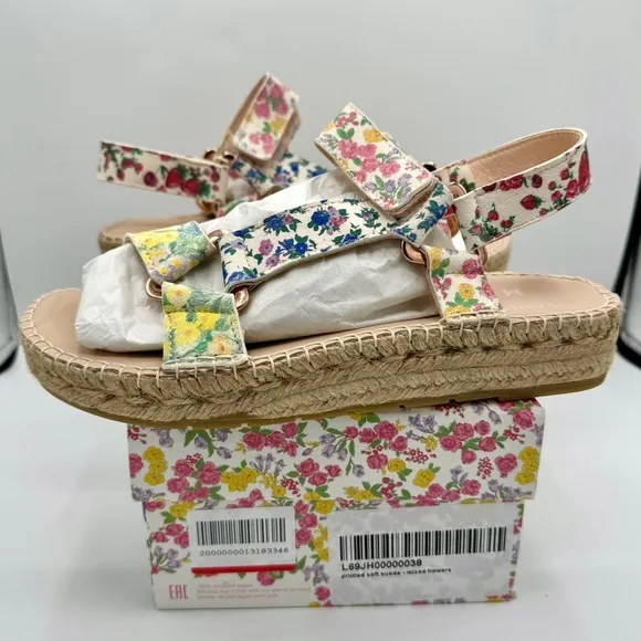 NWT LoveShackFancy x Manebi Hiking Platform Espadrilles Floral Strap Sandals​