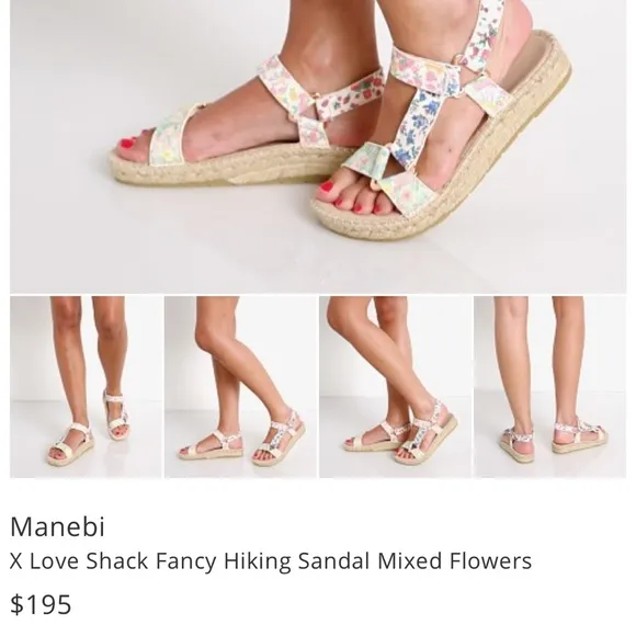 NWT LoveShackFancy x Manebi Hiking Platform Espadrilles Floral Strap Sandals​