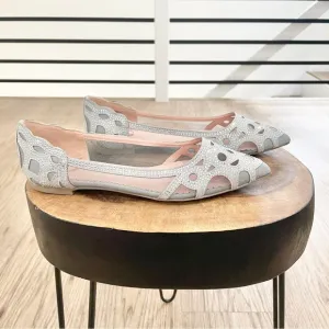 NWT size 6 silver and gray studded pointed toe flats