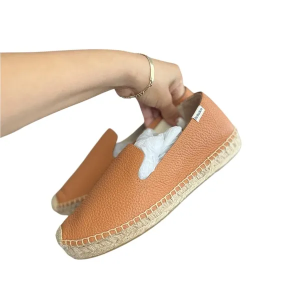 NWT SOLUDOS Smoking Leather Espadrilles Platform Slippers Flats Slides Slip Ons