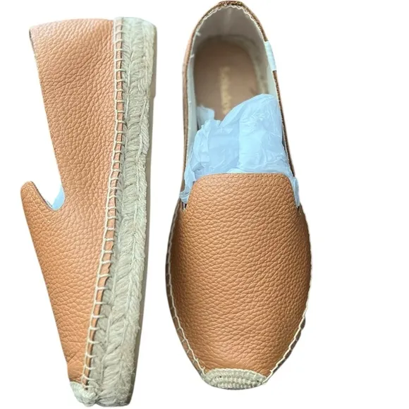 NWT SOLUDOS Smoking Leather Espadrilles Platform Slippers Flats Slides Slip Ons