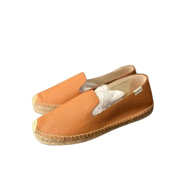NWT SOLUDOS Smoking Leather Espadrilles Platform Slippers Flats Slides Slip Ons