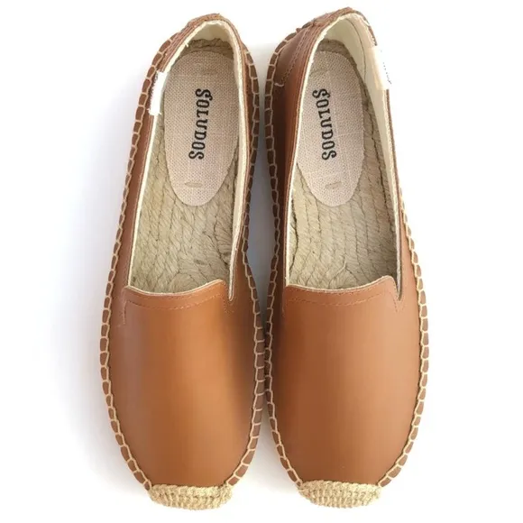 NWT SOLUDOS Smoking Leather Espadrilles Platform Slippers Flats Slides Slip Ons