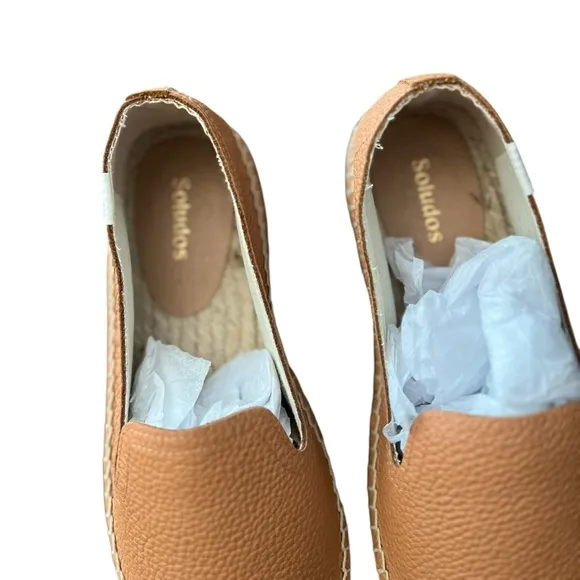 NWT SOLUDOS Smoking Leather Espadrilles Platform Slippers Flats Slides Slip Ons