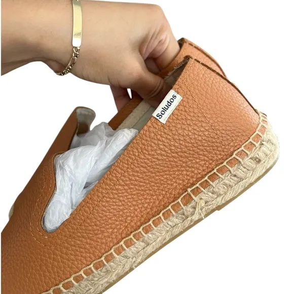 NWT SOLUDOS Smoking Leather Espadrilles Platform Slippers Flats Slides Slip Ons