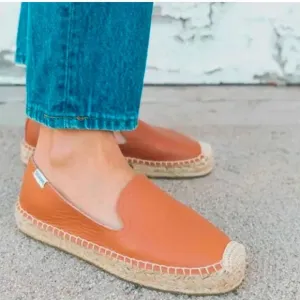 NWT SOLUDOS Smoking Leather Espadrilles Platform Slippers Flats Slides Slip Ons