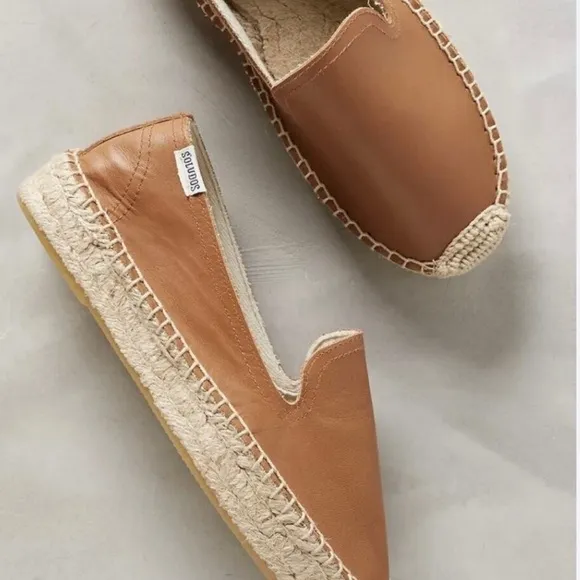 NWT SOLUDOS Smoking Leather Espadrilles Platform Slippers Flats Slides Slip Ons