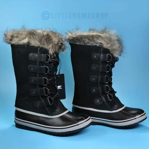 NWT!  Sorel Joan of Arctic Faux Fur Waterproof Snow Boot in Black, Size 5.5