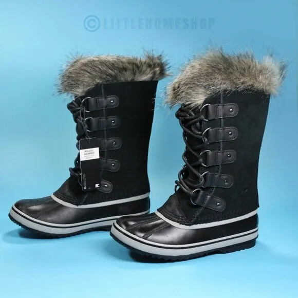 NWT!  Sorel Joan of Arctic Faux Fur Waterproof Snow Boot in Black, Size 5.5