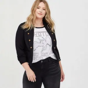 NWT Torrid (2X) Military Jacket - Luxe Ponte Black Blazer w/ Buttons &amp; pockets
