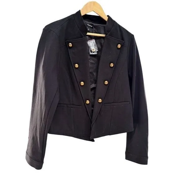 NWT Torrid (2X) Military Jacket - Luxe Ponte Black Blazer w/ Buttons &amp; pockets