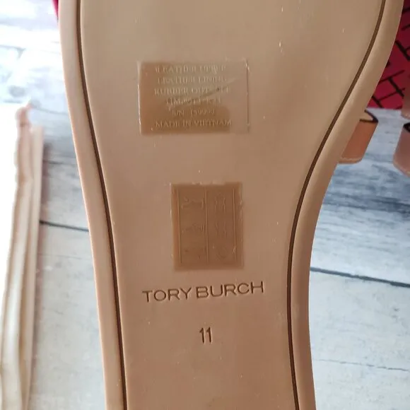 NWT – Tory Burch Ines Cage Slide Vachetta Leather – Size 11