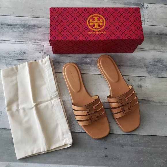 NWT – Tory Burch Ines Cage Slide Vachetta Leather – Size 11