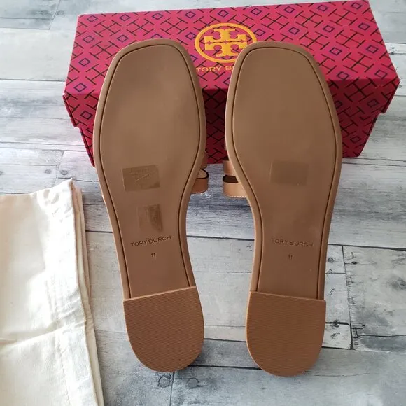 NWT – Tory Burch Ines Cage Slide Vachetta Leather – Size 11