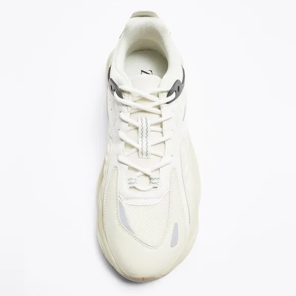 NWT. Zara Bone White Multi-Piece Running Sneakers. Size 9.