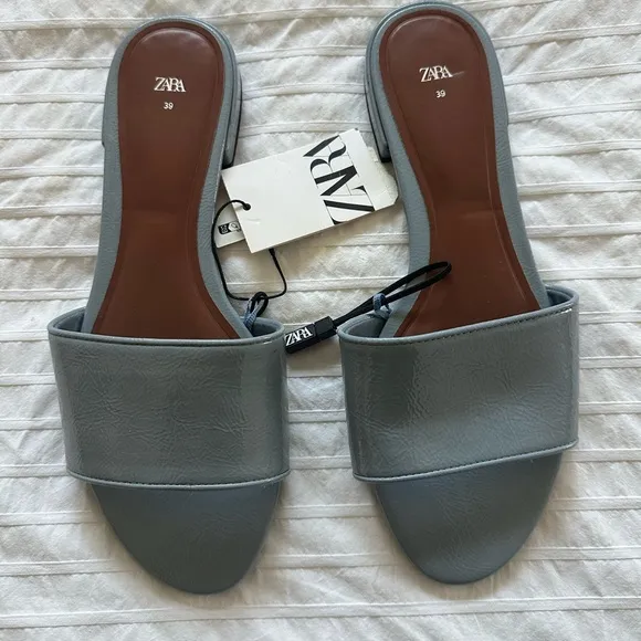 NWT Zara Flat Strap Slide Sandals