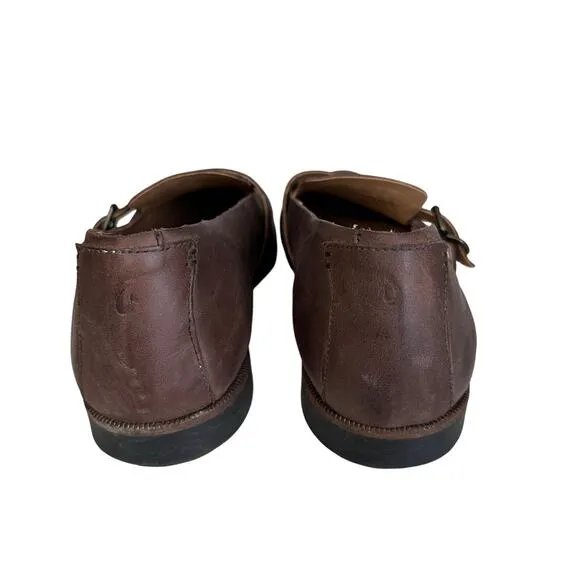 Olukai Haili Loafers/Shoe WMN US10 Brown Leather Slip On Flats Buckle Almond Toe