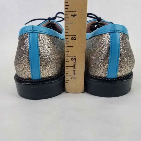 Opening Ceremony Oxfords Women's 9.5 EU 41 Blue Silver Glitter Lace Up Loafers