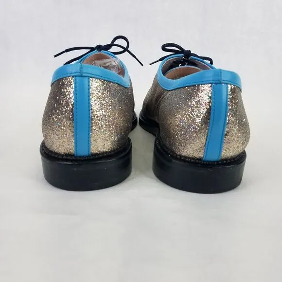 Opening Ceremony Oxfords Women's 9.5 EU 41 Blue Silver Glitter Lace Up Loafers